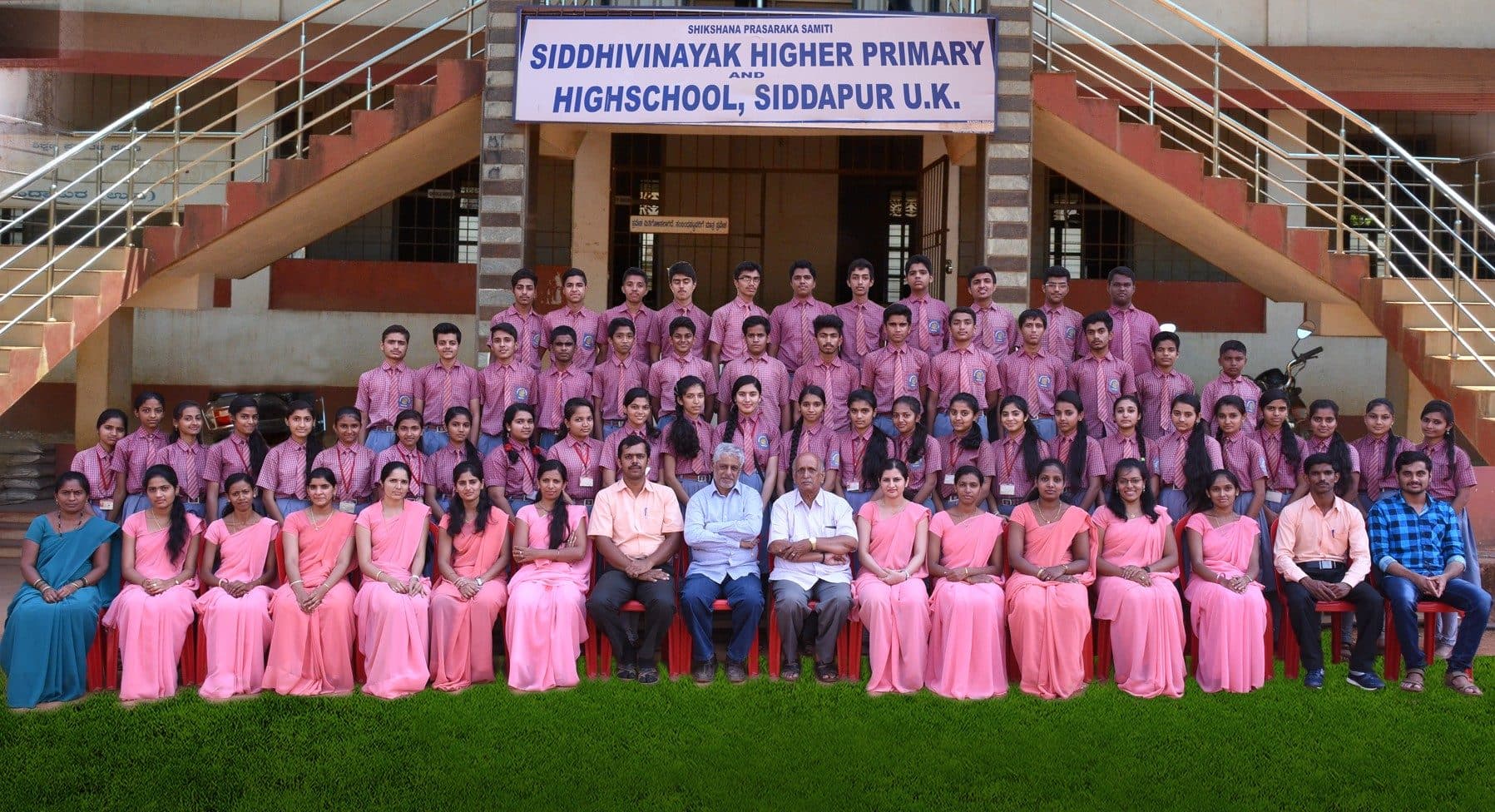 Students and teachers of Siddhivinayak Higher Primary and High School in a group photo